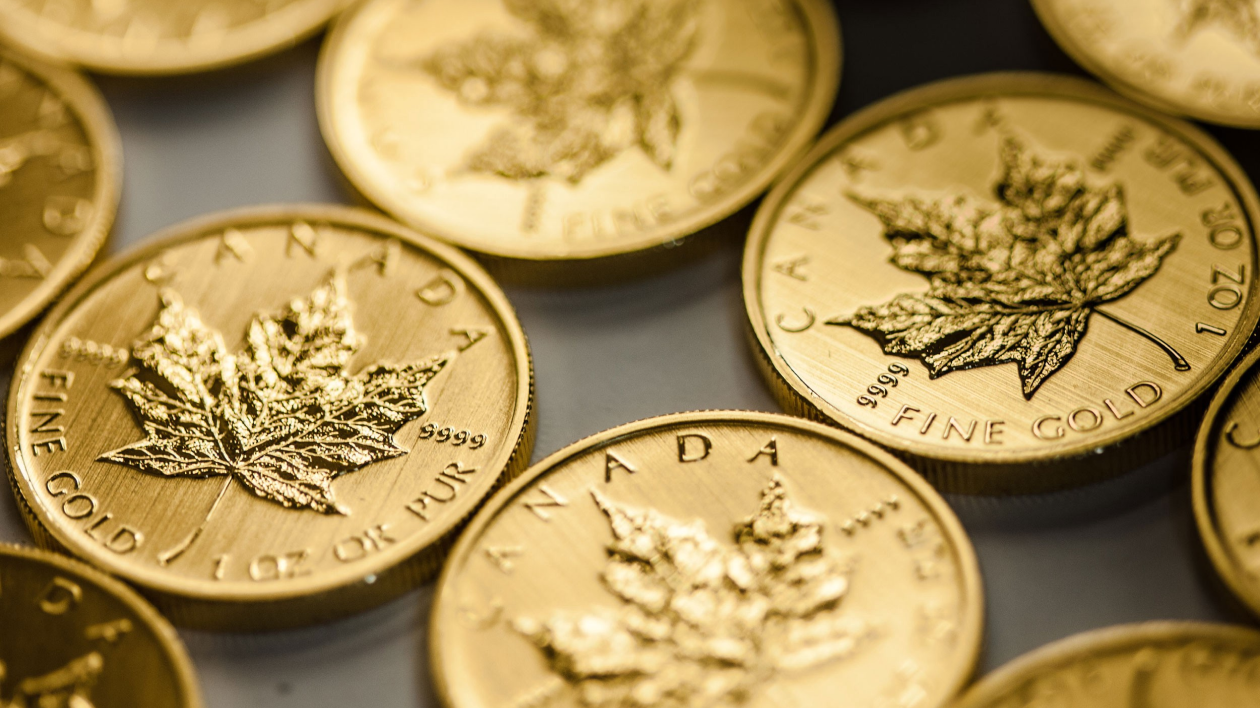 Close up of gold coins. Close up of gold coins.