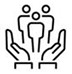 Icon image of three people floating above two hands. Icon image of three people floating above two hands.